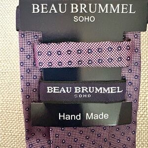 Beau Brummel Soho handmade 100% silk  Purple Patterned Men's Tie NEW